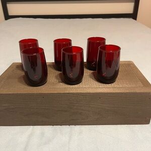 Set of Six Ruby Red Glasses